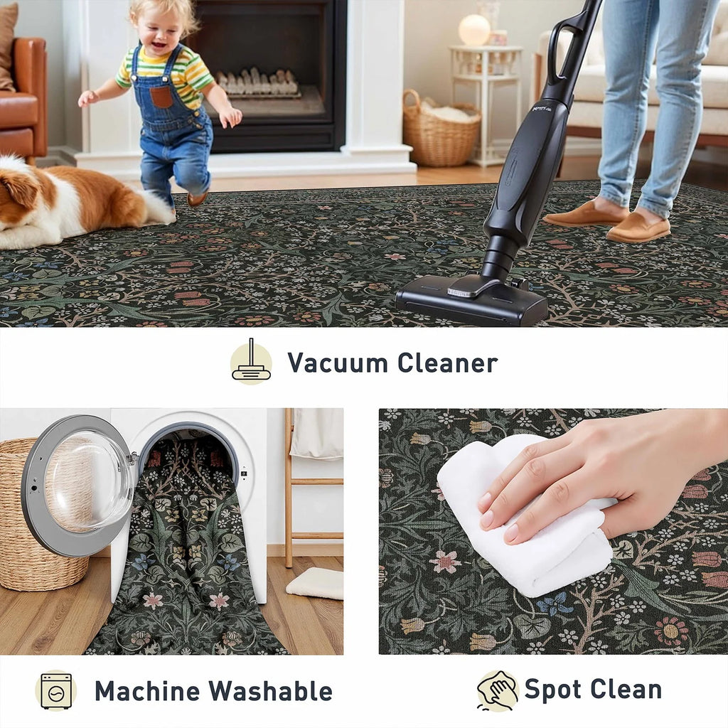 8'x10' Area Rugs for Living Room Bedroom Dining Room Kitchen Rugs Non Slip Washable Farmhouse Office Oriental Vintage Distressed Rugs Carpets,Deep Green