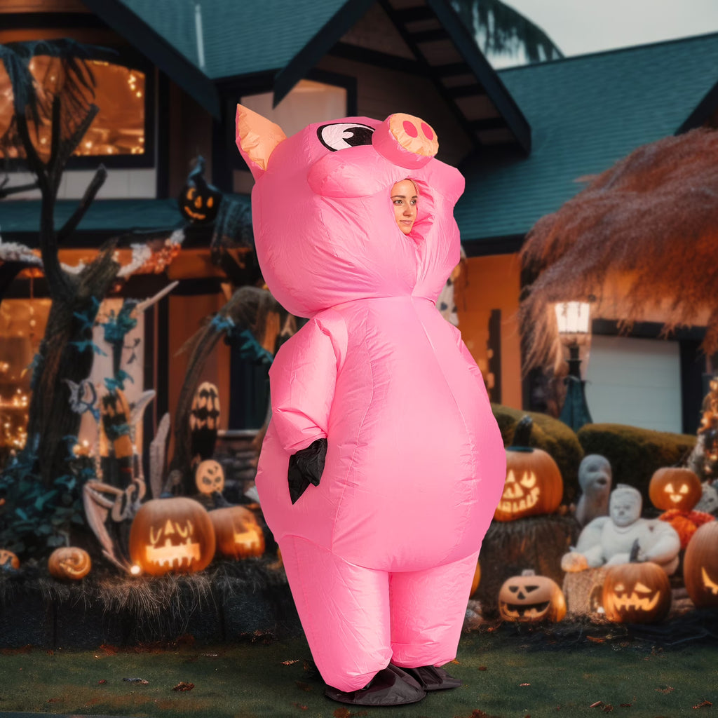 Halloween Inflatable Costume for Adults, Air Blow-up Piggy Dress Up Unisex Cosplay Costume (Pink)
