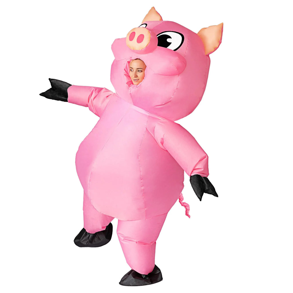 Halloween Inflatable Costume for Adults, Air Blow-up Piggy Dress Up Unisex Cosplay Costume (Pink)