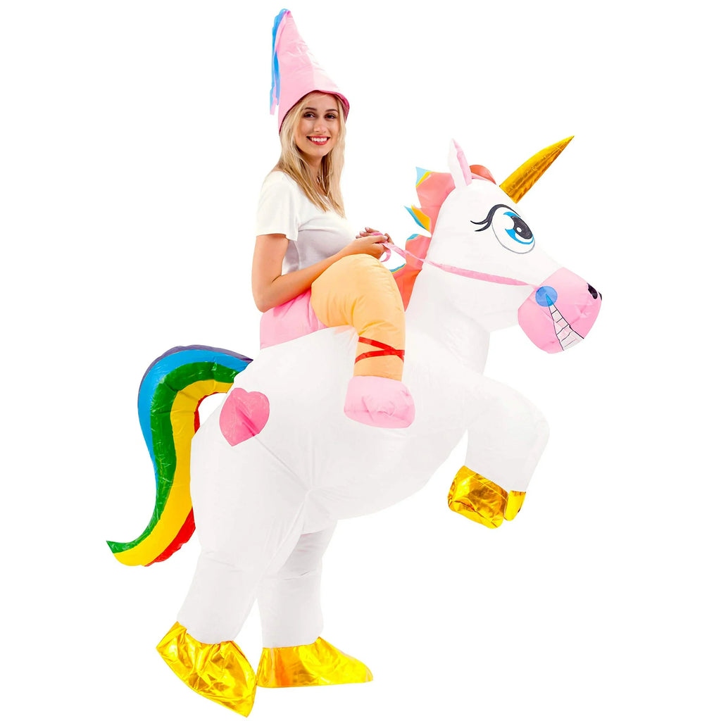 Adult Inflatable Costume, Ride-On Unicorn Inflatable Halloween Costume for Halloween Dress up Party