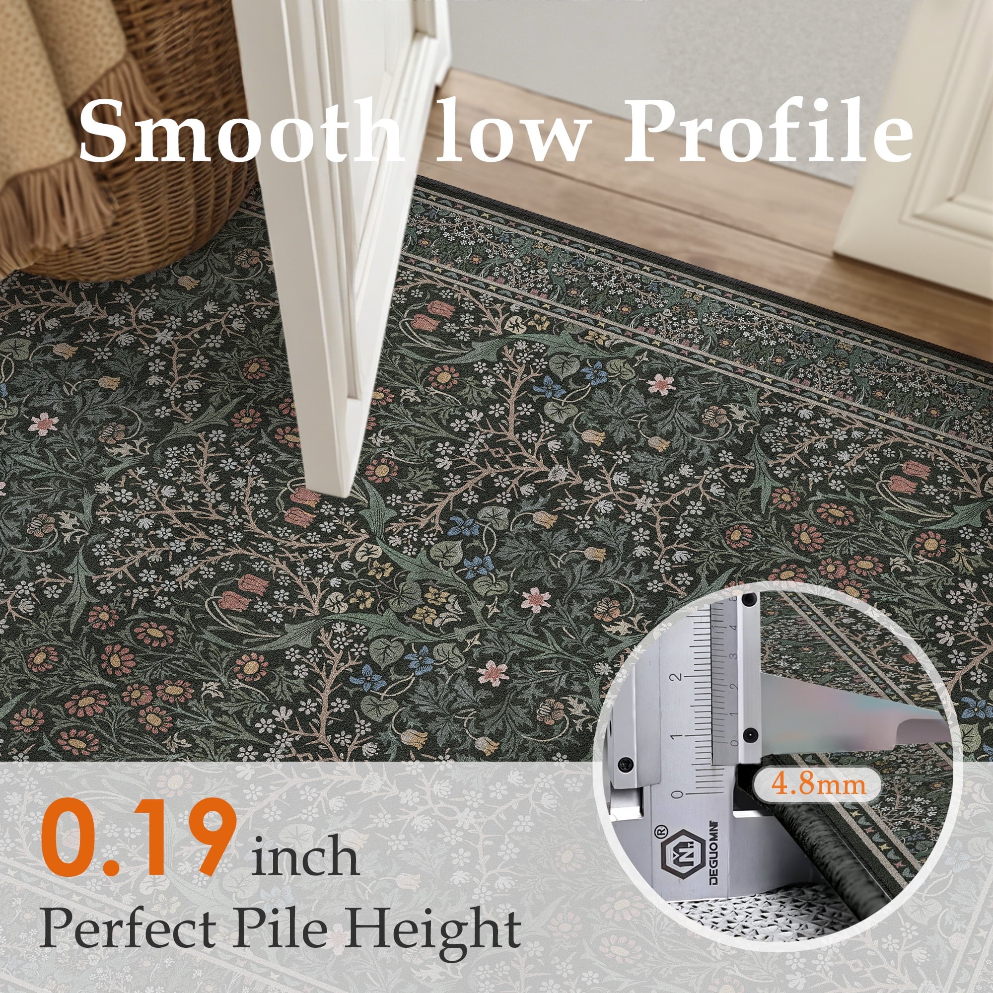 8'x10' Area Rugs for Living Room Bedroom Dining Room Kitchen Rugs Non Slip Washable Farmhouse Office Oriental Vintage Distressed Rugs Carpets,Deep Green