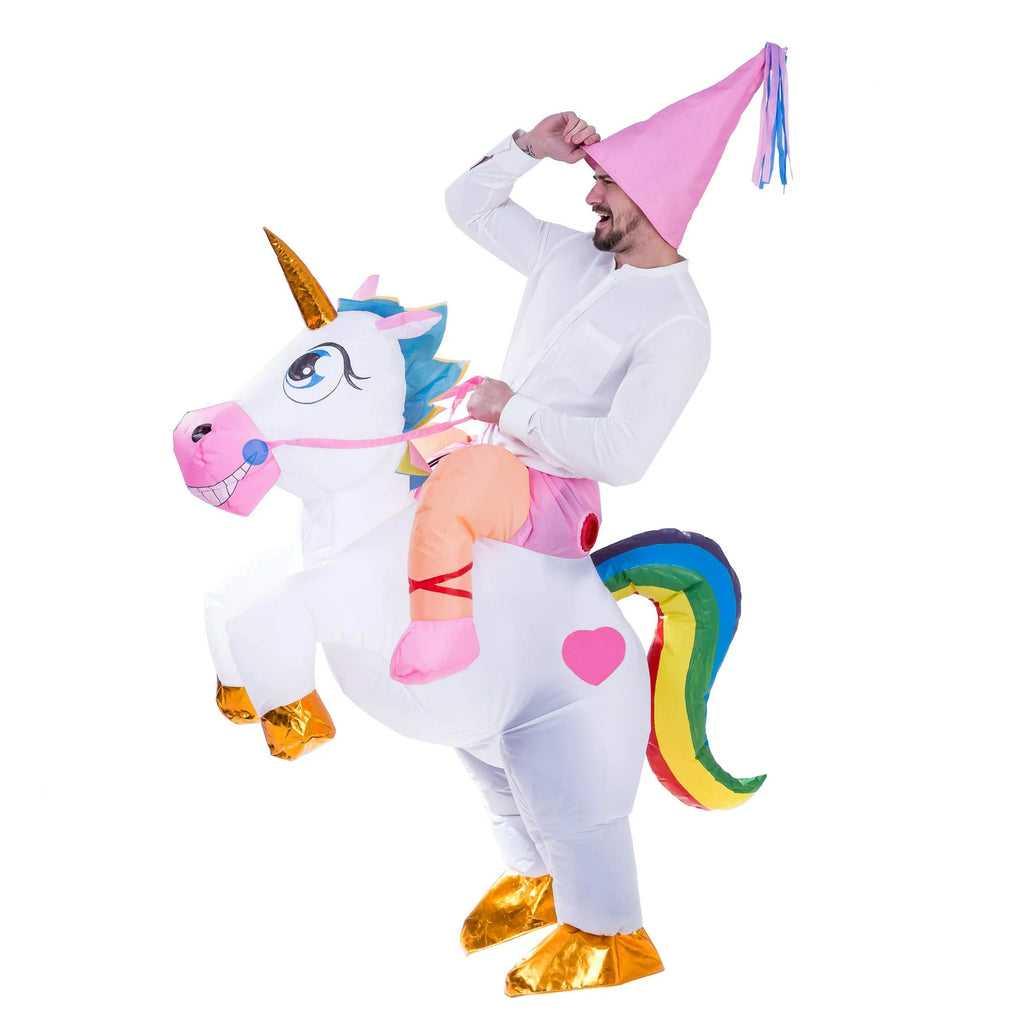Adult Inflatable Costume, Ride-On Unicorn Inflatable Halloween Costume for Halloween Dress up Party